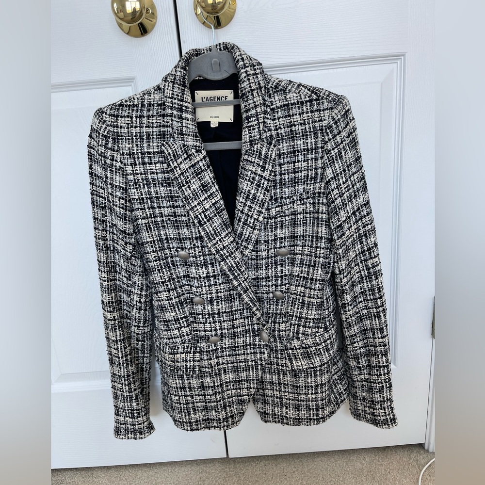 L'agence Kenzie Double Breasted Tweed Blazer
